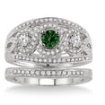 thumbnail image 2 of 2 Carat Emerald & Diamond Trilogy set Ring on 10k White Gold, 2 of 2