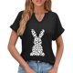 thumbnail image 4 of Corto para las Mujeres Casual Verano 2025 Pascua Impresión V-Cuello Camiseta, Ligero 95% Poliéster 5% Spandex Top para Toda la Temporada Hogar Y Diario, 4 of 7