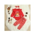 thumbnail image 2 of Seyurigaoka Christmas Baby Girls Elk Print Fly Sleeve Playsuit + Trousers + Bow Headband, 2 of 9