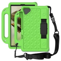 Shockproof Case for Samsung Galaxy Tab A7 Lite 8.7 T220, Crossbody Strap Hybrid Rugged Kickstand Full Body Protective Kids Cover, Green