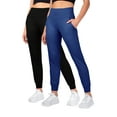 thumbnail image 1 of INERZIA 2 Pack Womens Joggers with Pockets High Waist Yoga Pants for Gym and Workout Black and Navy X-Large, 1 of 5