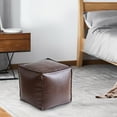 thumbnail image 5 of Faux Leather Ottoman Footstool, Moroccan Pouf Cover, Unstuffed Storage Footrest, for Living Room, Bedroom, Nursery Decor, 1-pack, Brown, by Ihhxbz, 5 of 8