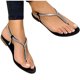 thumbnail image 3 of Zapatos de verano con punta de clip para mujer Sandalias cómodas con diamantes de imitación Pisos Sandalias de playa informales Wmkox8yii  shjk1943, 3 of 4