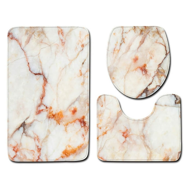 LSLJS 3 Piece Bathroom Rug Set Non-Slip Bath Mat with Toilet Lid Cover and Rug Set Bathroom Kitchen Carpet Doormats Decor