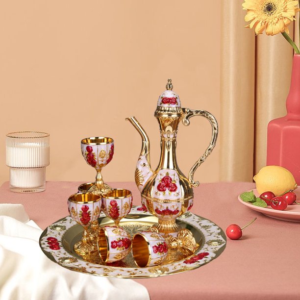 Juego de 8 teteras de café vintage Macarena Tetera y taza decantador Decoración de casa Boda rojo