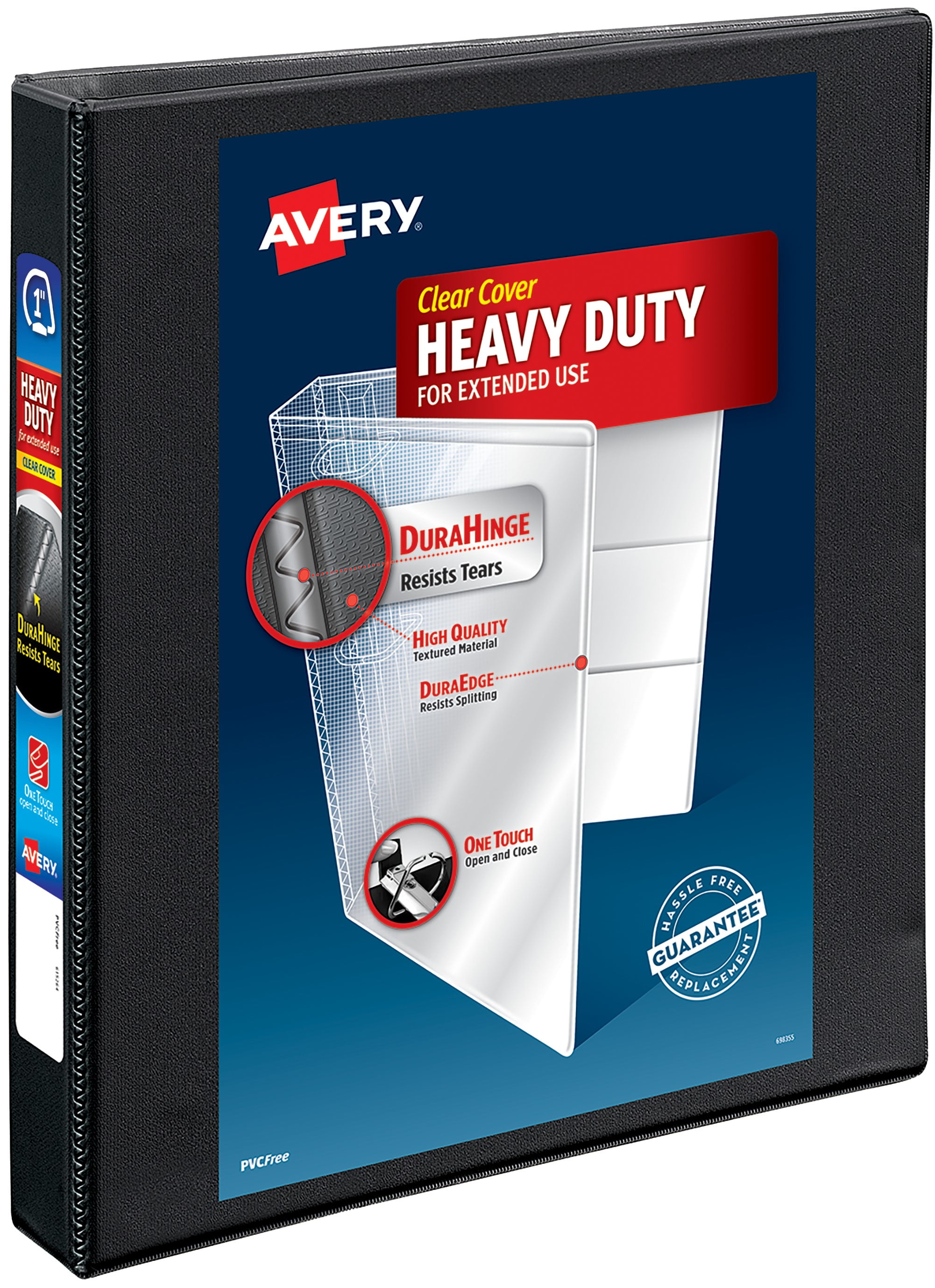 Avery Heavy Duty View Binder, Black, 1-Inch, Slant Ring, One-Touch, 250 Sheets (79137)