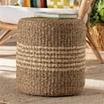 thumbnail image 5 of Pemberly Row Round Seagrass Rattan Ottoman Footstool in Natural Brown, 5 of 7