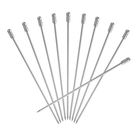 Uxcell 10Pcs Stainless Steel Cocktail Toothpicks, 4.25 Inch Metal Cocktail Picks Fruit Sticks, Silver Cylinder