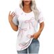 thumbnail image 2 of Puntoco Liquidación de blusas cortas para mujer Blusas estampadas de moda para mujer Camiseta de manga corta Cuello redondo, 2 of 5