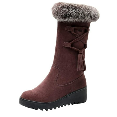 

Fashion Thickening Fleece Mid-calf Boots Thick Bottom Anti Slip Snow Boots Women s Footwear