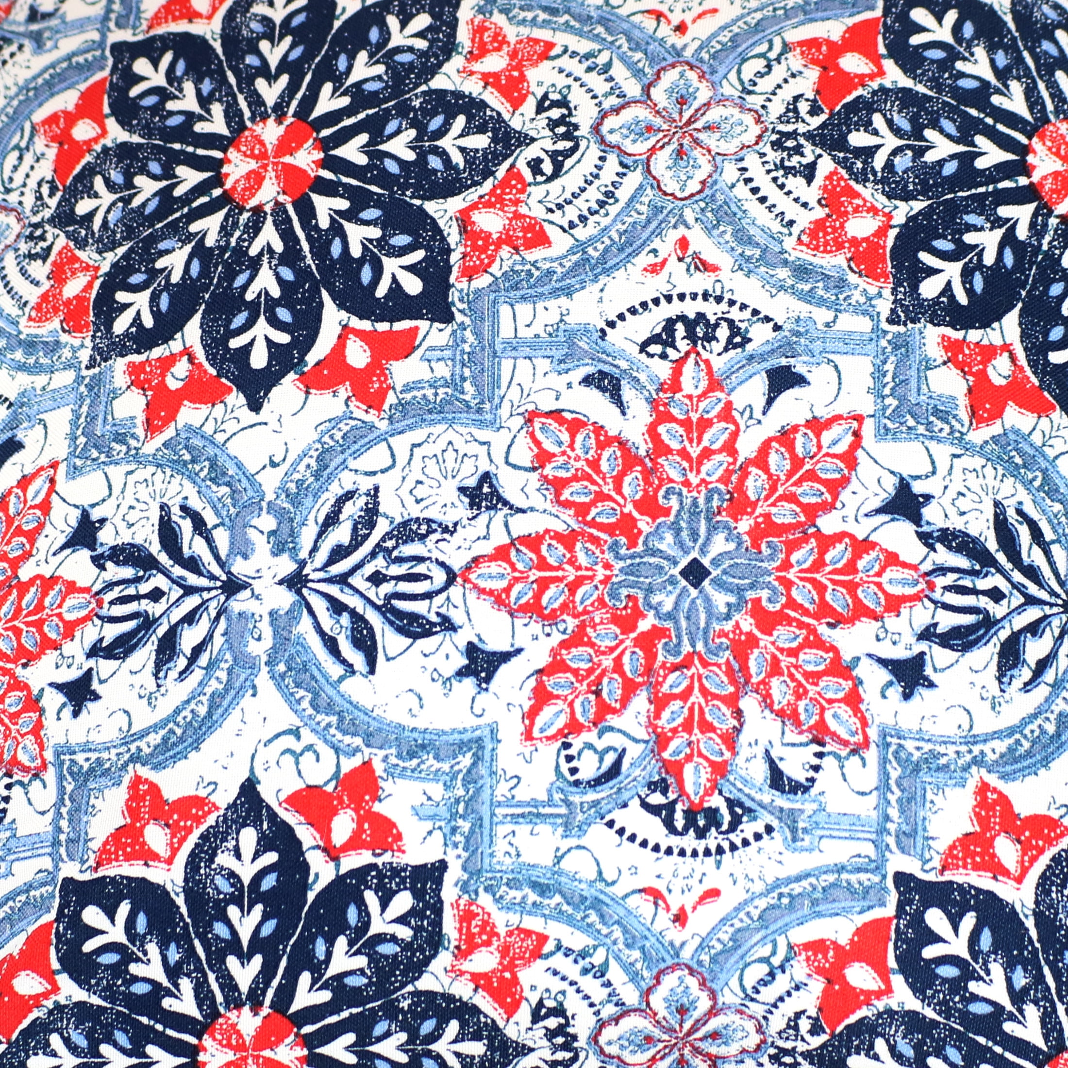 Sunnydaze 16" x 16" Red and Blue Floral Polyester Square Outdoor Throw Pillows, 2 Count