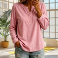 thumbnail image 4 of Levmjia Women's Solid Color V Neck Sweater Long Sleeve Button Detail Loose Fit Casual Knit Pullover Top for Fall Winter, 4 of 8
