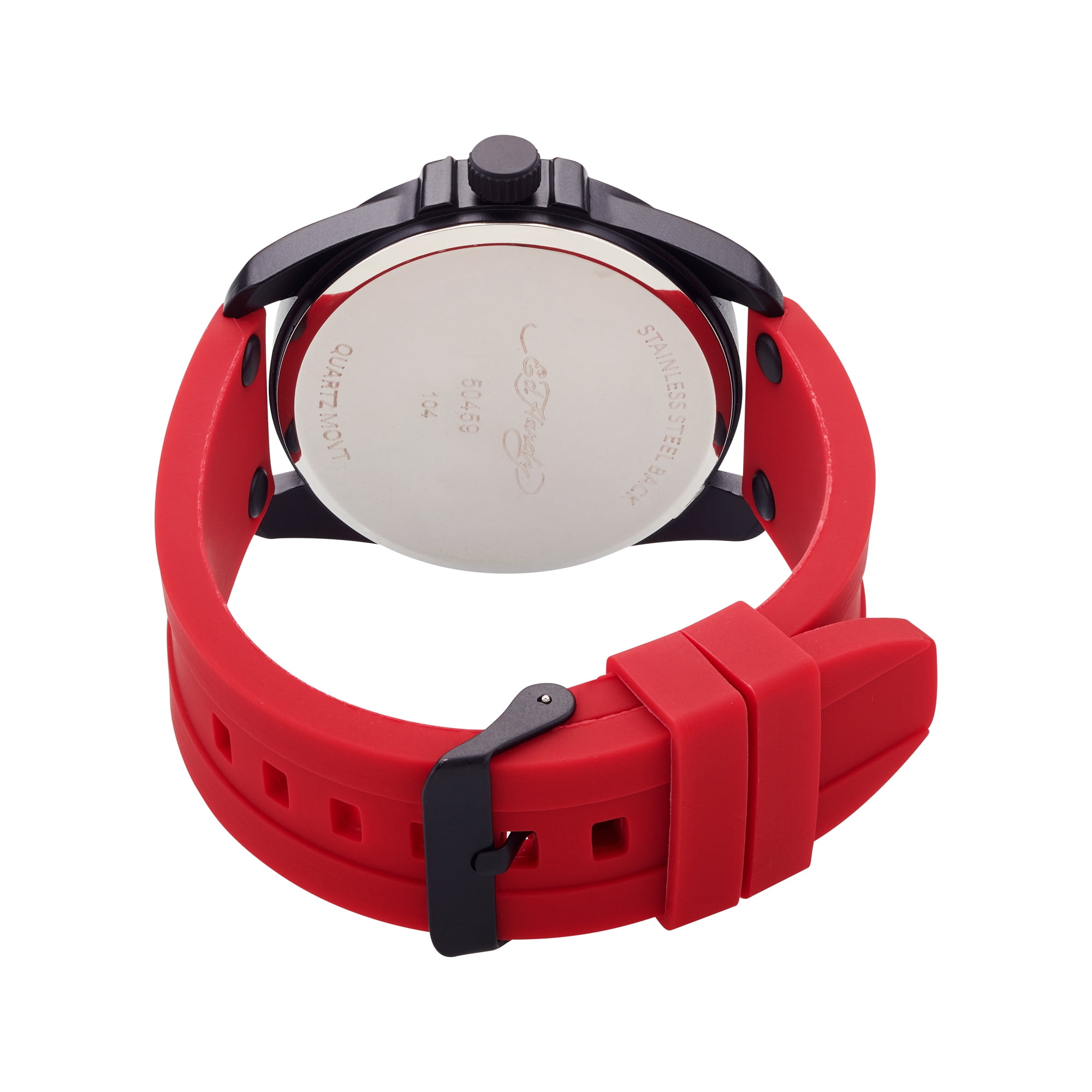 Ed Hardy Men's Matte Red Silicone Strap Watch 46mm - Walmart.com