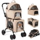 thumbnail image 1 of JJUN Double Dog Stroller for 2 Dogs, Detachable Carriers, Safety Belt, 4 Lockable Wheels, Pet Travel Carrier Strolling Cart, Folding Cat Stroller for Small Medium Pets Dogs (Beige), 1 of 9