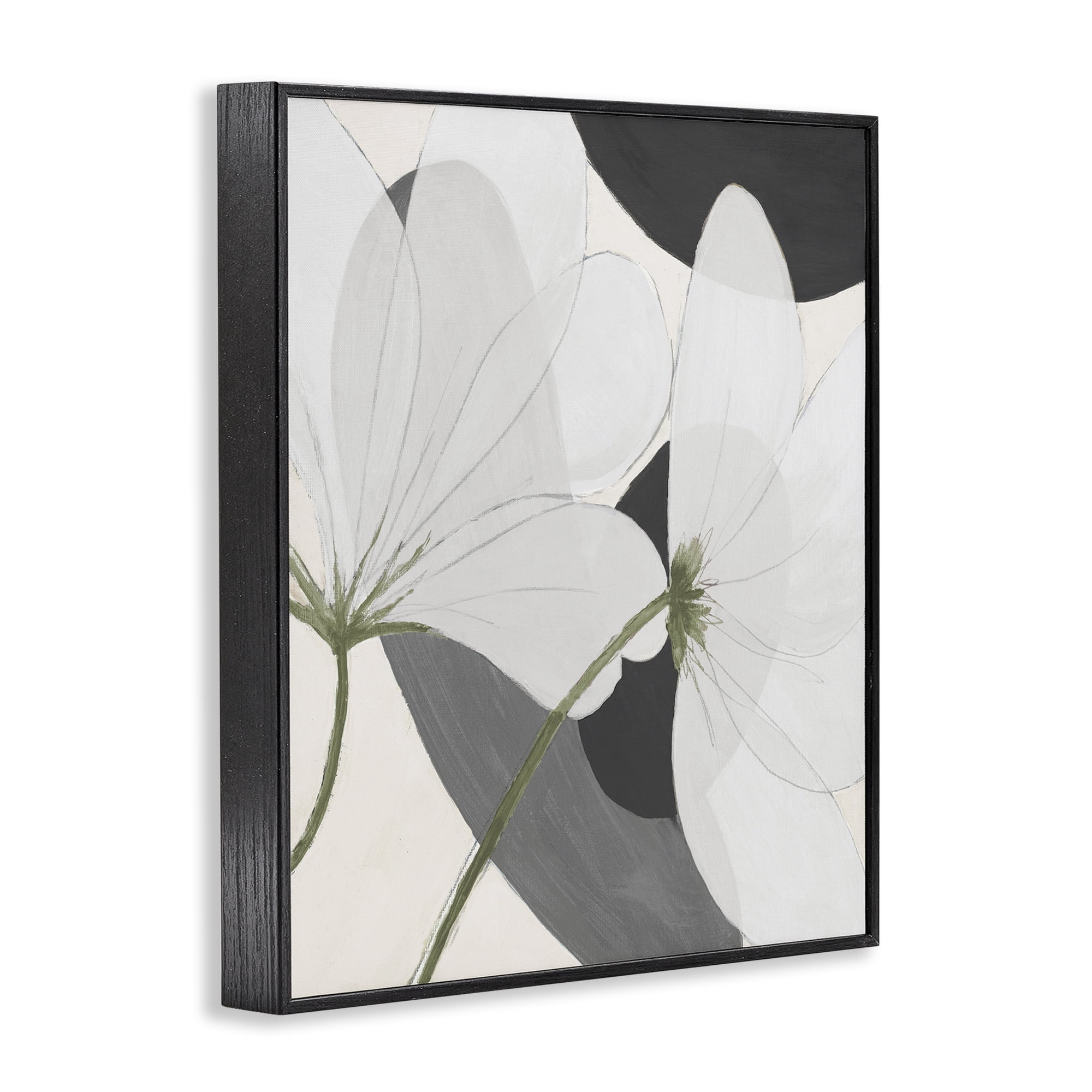 Stupell Industries Abstract Retro Florals Botanical & Floral Painting Black Framed Art Print Wall Art, 16 x 20
