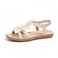 thumbnail image 5 of hoksml Women's Floral Applique Flat Sandals, Elastic Ankle Strap Open Toe Shoes for Summer and Casual Wear, 5 of 9
