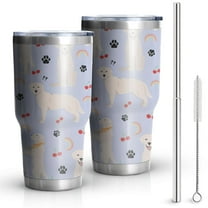 30oz Golden Retriever Dog with Cherry and Rainbow Tumblers Stainless Steel Tumbler with Lid and Straw,Vacuum Insulated Double Wall Travel Tumbler Cups Mug with Cleaning Brush for Coffee,Tea