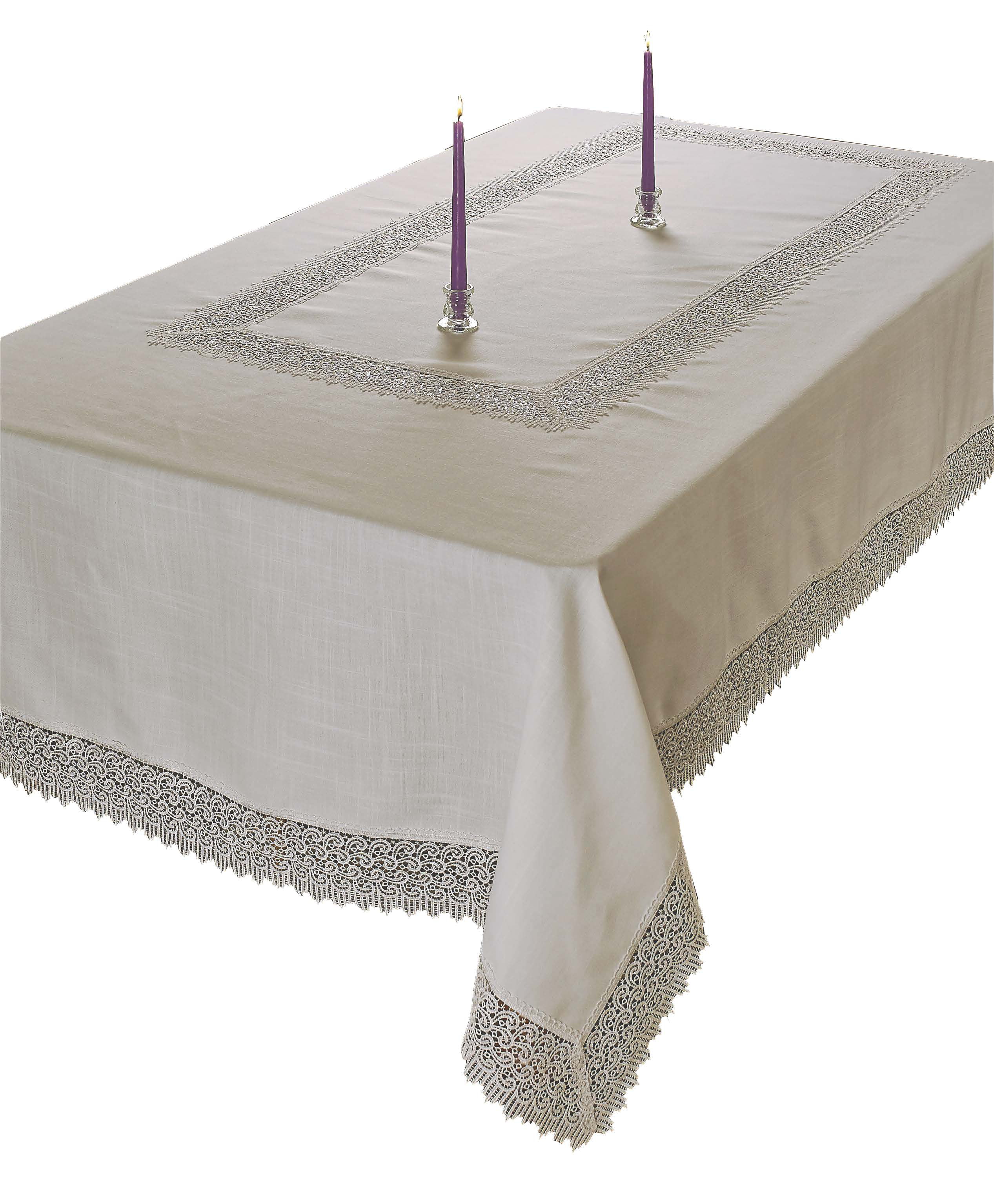 60'' X 144'' LACE BANQUET TABLECLOTH IVORY IN COLOR    HUGE RECTANGLE 