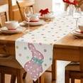 thumbnail image 2 of Polka Dot Pink Bunny Table Runner Linen Burlap Table Runner 120 Inches Long Farmhouse Rabbit Rustic Dresser Scarves for Kitchen Island Coffee Dining Room Party Wedding Banquet Holiday Decor 13"x120", 2 of 8