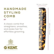 Kent 9T Fine Tooth and Wide Tooth Comb Detangler Hair Combs - Large Handmade and Saw-Cut Dressing Comb - Wet Hair Comb for Women and Durable Grooming Comb for Men Made in England