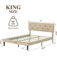thumbnail image 3 of Flolinda King Size Bed Frame with Fabric Headboard, Strong Wooden Slats, Non-Slip and Noise-Free, No Box Spring Needed, Easy Assembly, Beige, 3 of 8
