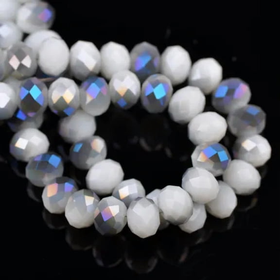 EOEMY 3mm 4mm 6mm 8mm 10mm 12mm Rondelle Faceted Crystal Glass Loose Spacer Beads Lot-51F) Blue White-4X3mm (100Pcs)