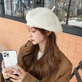 thumbnail image 4 of Knitted Berets for Women French Beret Hats for Women Trendy Painter Cap Beanies Warm Fall Winter Hat Tea Party, 4 of 7