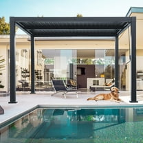 Patio Pergola Canopy Modern Aluminum Pergola with Adjustable Louvered Gazebo for BBQ, Backyard,Party, Lawn,Garden