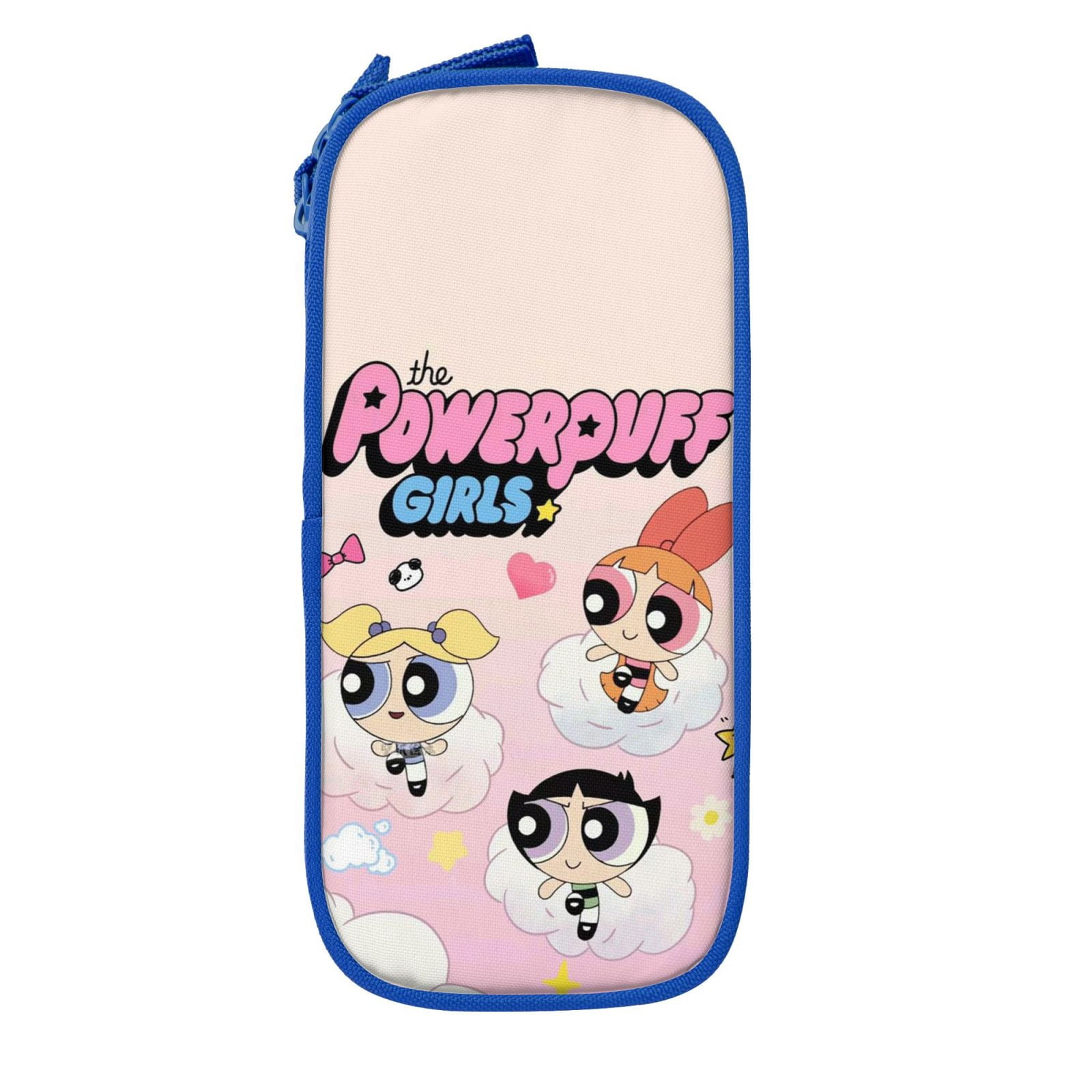 The Powerpuff Gi-rls Pencil Case Large Capacity Pencil Pouch Pen Bag Office Stationery Organizer Travel Makeup Bag Blue