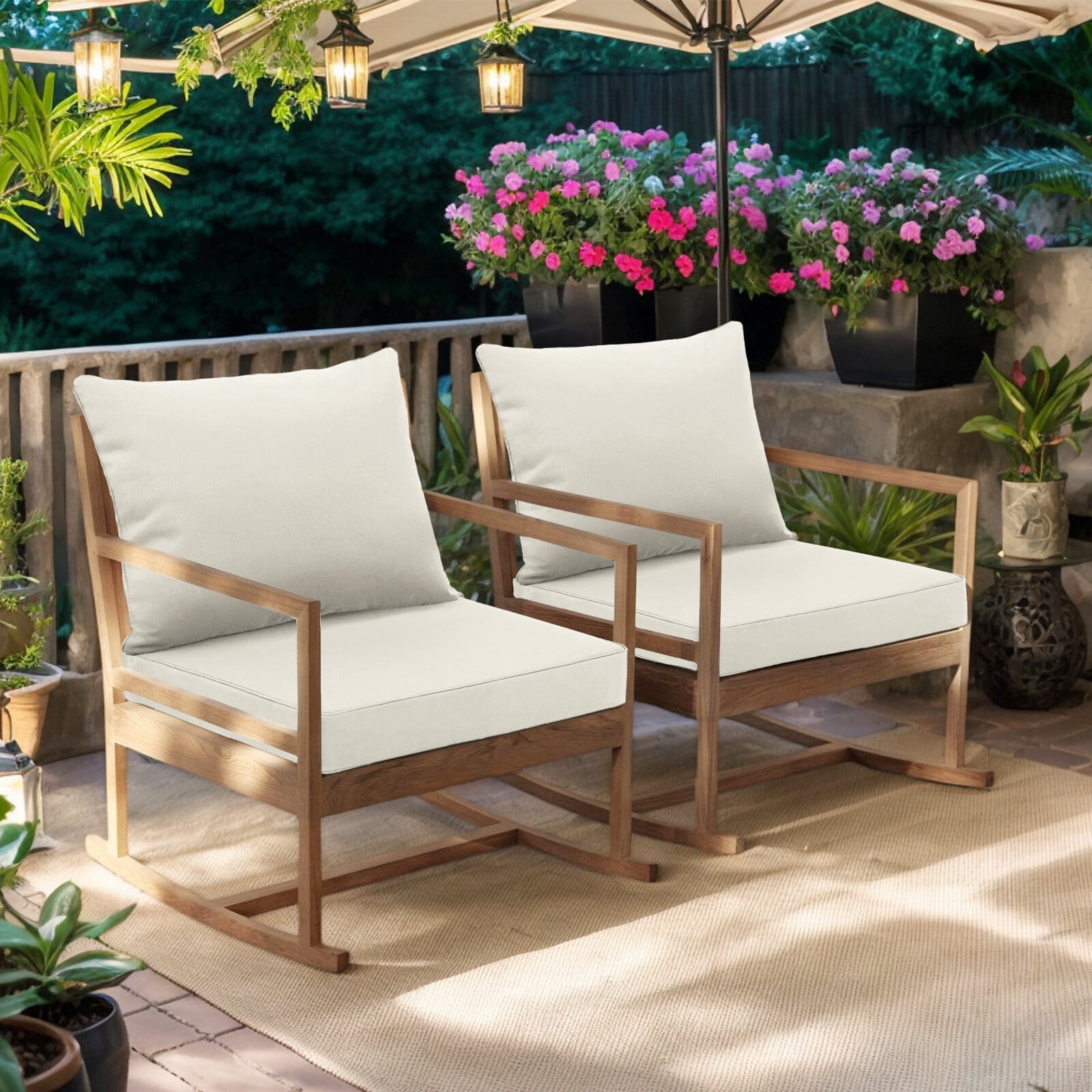 Outdoor Seat Cushion Set 24 x 24 Inch Waterproof & Fade Resistant Patio Furniture Cushions with Removable Cover, Outdoor Sofa Replacement Seat & Back Cushions for Chair Sofa Couch, Beige