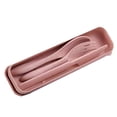 thumbnail image 2 of Wheat Straw Cutlery, Rounded Edges Travel Utensils Set Fork Spoon Knife with Box for Office for Picnic Pink,Blue,Green,Beige, 2 of 8