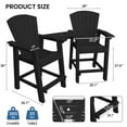 thumbnail image 3 of LOYALICE Tall Plastic Adirondack Chair Set of 2 W/ Outdoor Barstools and Connecting Tray, Black, 3 of 10