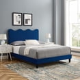 thumbnail image 1 of Modway Lit Plateforme Double en Velours de Performance Current, Bleu Marine, 1 of 11