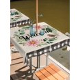thumbnail image 2 of Outdoor Tablecloth with Umbrella Hole for Patio/Picnic/Party/Camping, Spring Pink Flowers Waterproof Table Cloth Square Cover Washable, Country Plants Leaves Bird Retro Plaid (60"x 60"), 2 of 9