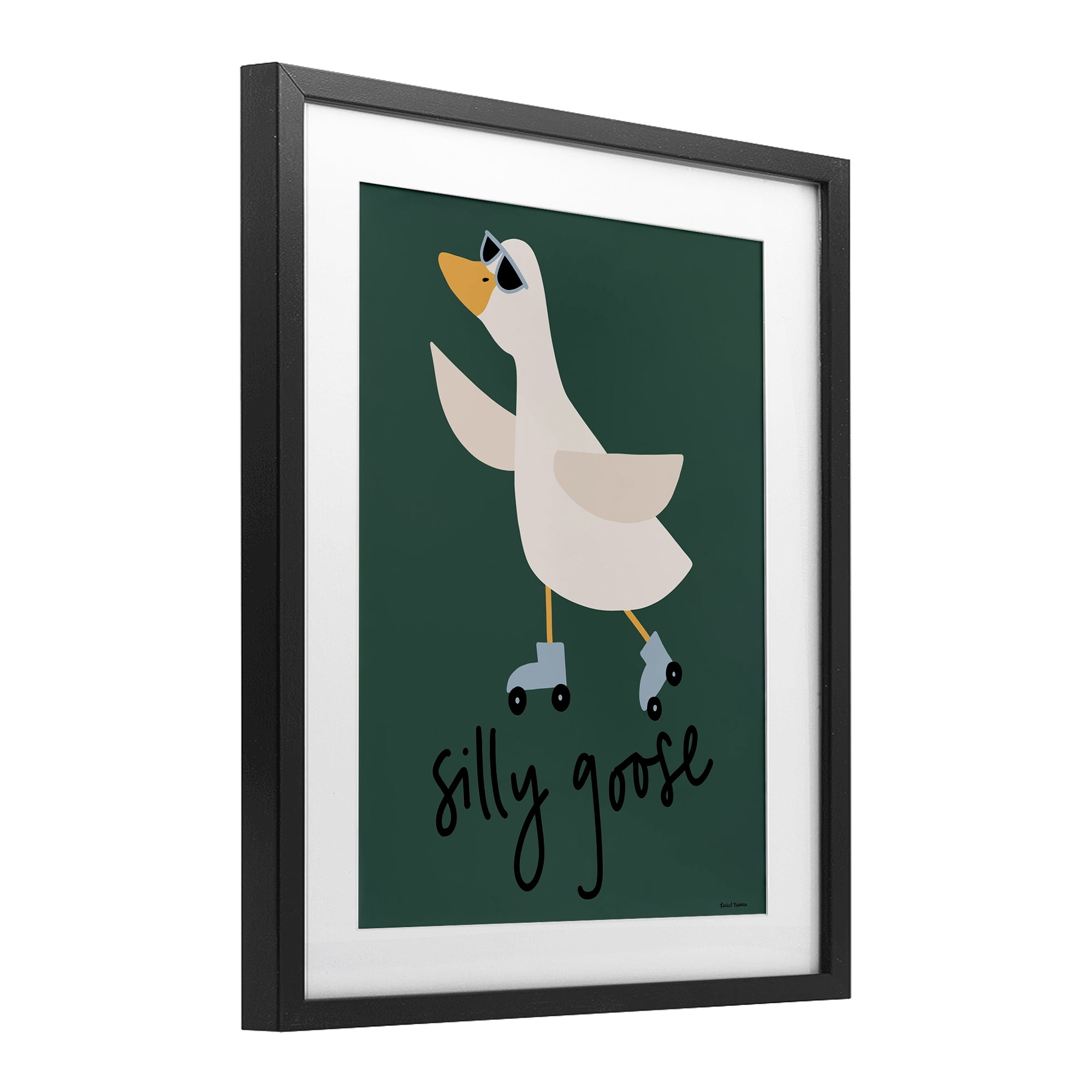 Stupell Industries Silly Goose on Skates Black Framed Print Under Glass, design by Rachel Nieman