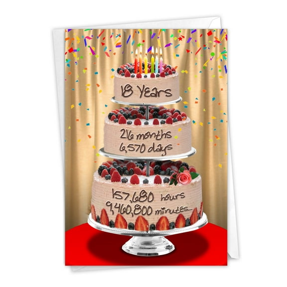 NobleWorks - 1 Funny Birthday Card with Envelope - Time Count Milestones 18 C9404MBG