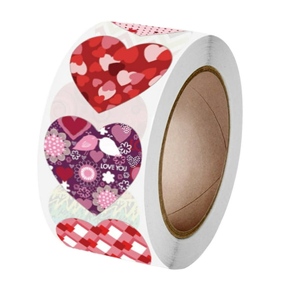yuksok 500 Pieces Adhesive Heart Stickers Roll Love Labels for Crafting Holiday Wedding 2.5cm B