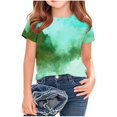 thumbnail image 5 of YunPes Girls T Shirts Tie Dye Short Sleeve Shirts Kids Summer Tops Soft Casual Crewneck Basic Tees Dance Streetwear Birthday Outfits, 5 of 5