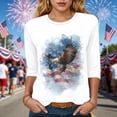 thumbnail image 2 of vigerkar 250 Anniversary USA 3/4 Sleeve Shirt for Women 250th Patriotic Shirts Casual American Flag and Stars Print Shirt (Light Gray, L), 2 of 8
