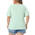 thumbnail image 3 of Agnes Orinda Women's Plus Size Tops Round Neck Ruffle Short Sleeve T-Shirts Casual Summer Tee Blouse 1X Mint Green, 3 of 6