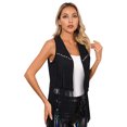 thumbnail image 2 of inhzoy Womens Western Cowgirl Tassels Vest Sleeveless Fringe Waistcoat Black S, 2 of 8