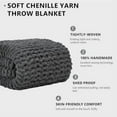 thumbnail image 2 of Chunky Knit Blanket Throw - Soft Chunky Throw Blanket 50x60: 100% Hand Kintted Chenile Crochet Throw Blanket for Couch - Large Cable Knit Chunky Blanket for Home Decor(Dark Grey), 2 of 6