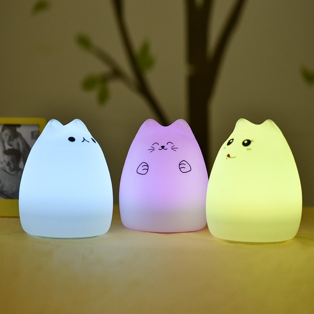 Litake Little Cat Silicone Night Light LED Nursery Night Lights for ...