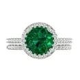 thumbnail image 2 of Clara Pucci 18K White Gold 2.52 Simulated Emerald Engraveable Engagement Ring + Wedding Band Set, 2 of 7