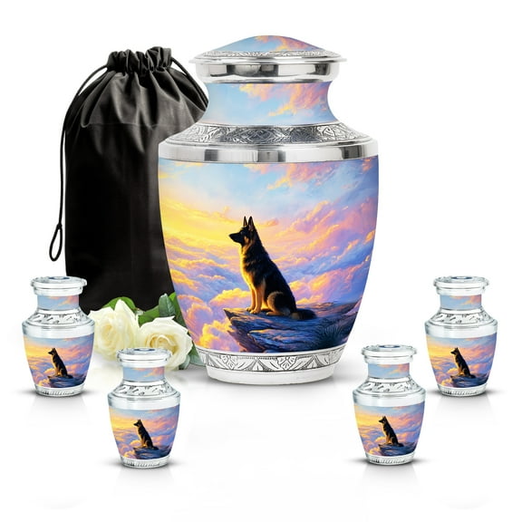 SABURIAL Dog Urn - Large Urns For Human Ashes Adult Female - Keepsake Funeral Ash Urns - Small Burial Urn For Adult Male Ash - Combo Of 10 Inch & 3 Inch
