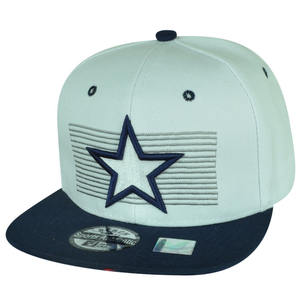 الجوزاء Star Flat Bill Snapback Hat Cap Adjustable Striped Fashion 2Tone White Navy  Blue الجوزاء