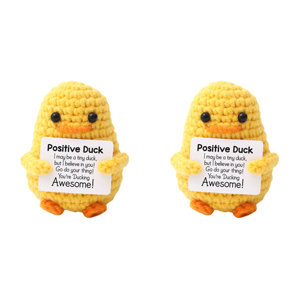 Pato Ganchillo Con Tarjeta Positivo Punto Creativo Para Regalos Hermanas Amarillo