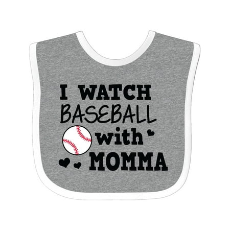 

Inktastic I Watch Baseball with My Momma Gift Baby Boy or Baby Girl Bib