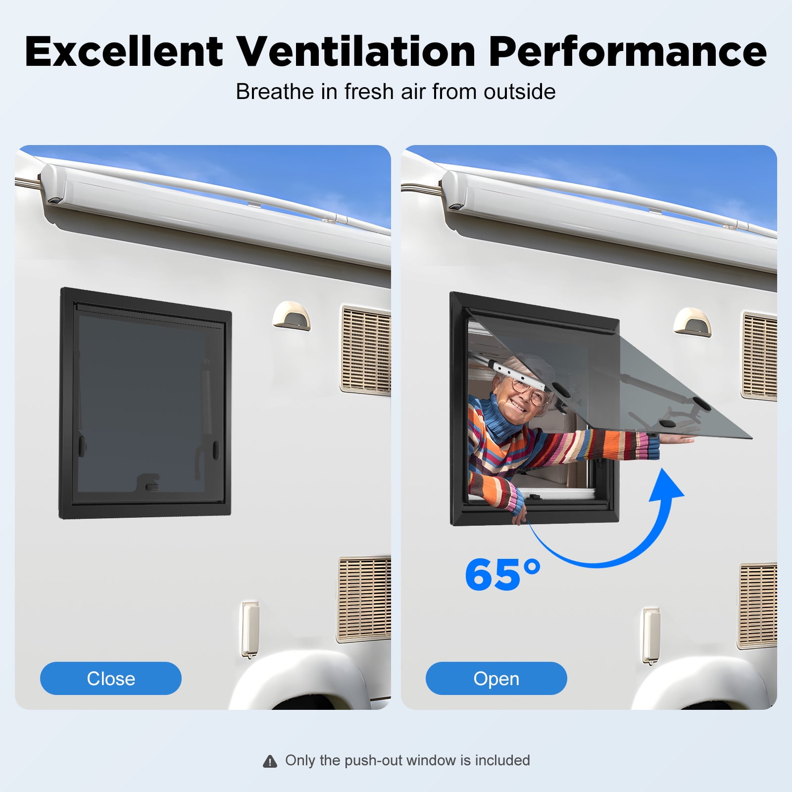 LiHUiee RV Caravan Camper Van Push Out Window RV Window With Window Screen 600x450mm for RVs, Trailers