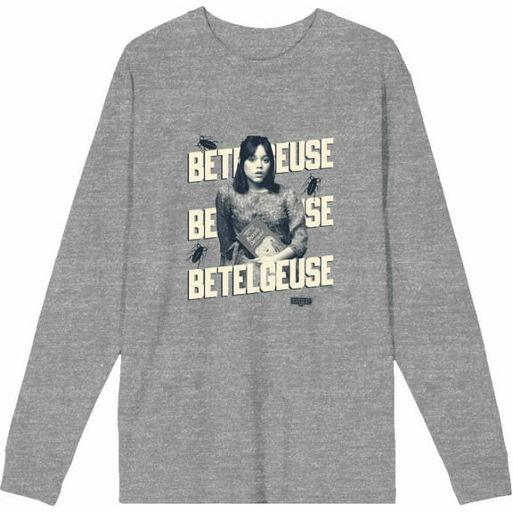 Beetlejuice Beetlejuice Astrid Betelgeuse Heather Gray Adult Crew Neck Long Sleeve Tee-Medium